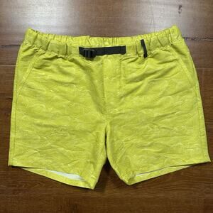 Helly Hansen Shorts Mens M 6" Yellow Woven Pocket Adjustable Waist Hiking Nature